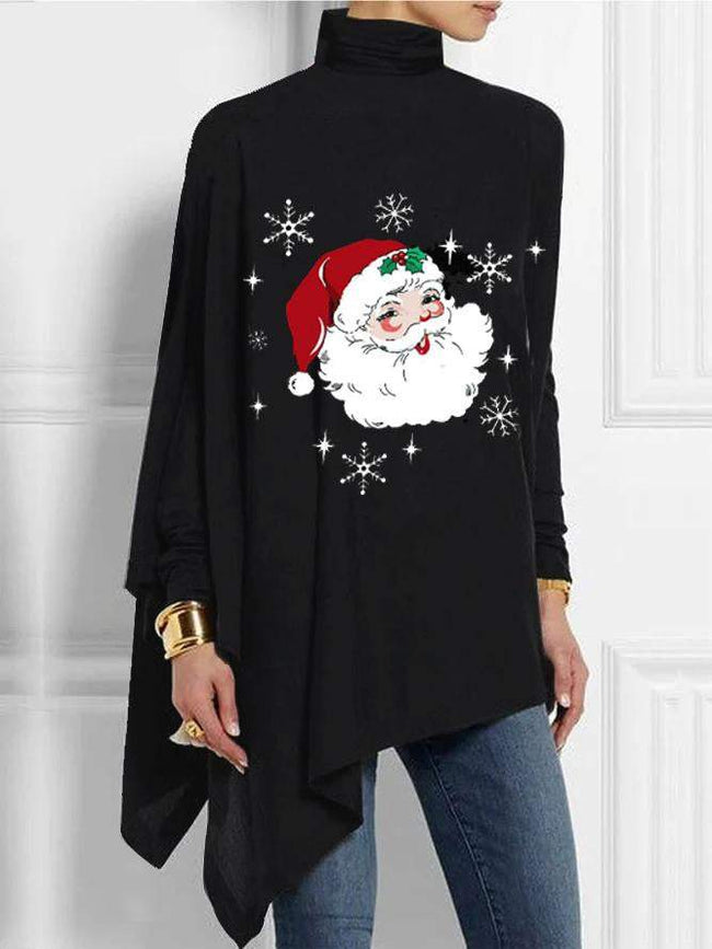Women's Christmas Print Turtleneck blouse