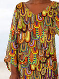 Women's Colorful Vintage Print Casual Top