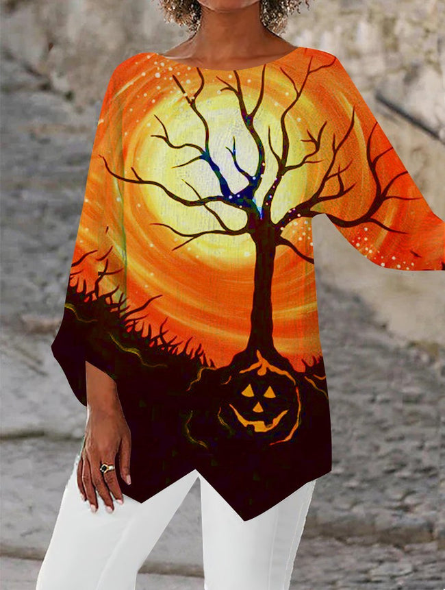 women's  halloween print long sleeve blouse top