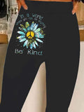 Women's  Be Kind Print Casual Stretch Pants Leggings