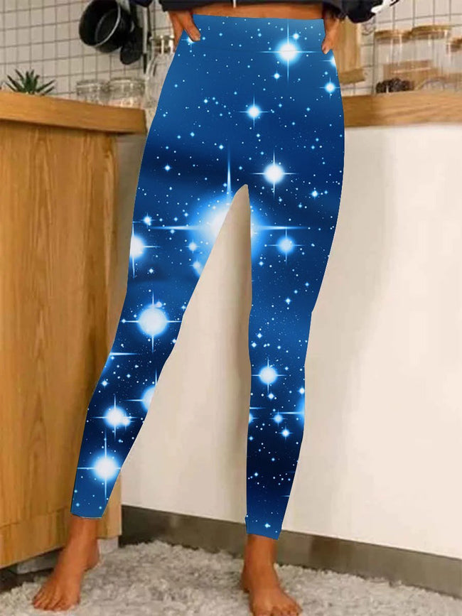 Women's Snowflake Print Casual Stretch Pants Leggings