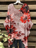 Women's Artistic Flower Design Casual Top