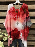 Women's Artistic Gradient Flower Ink Casual Top