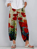 Women's Vintage Art Floral Print  Pants