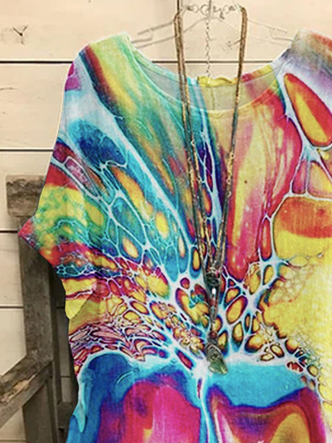Women's Rainbow Bloom Art Pattern Casual Top