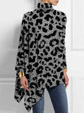 Women's Leopard Print Casual Turtleneck Top