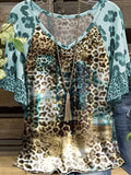 Women's Leopard Printed V-Neck Top