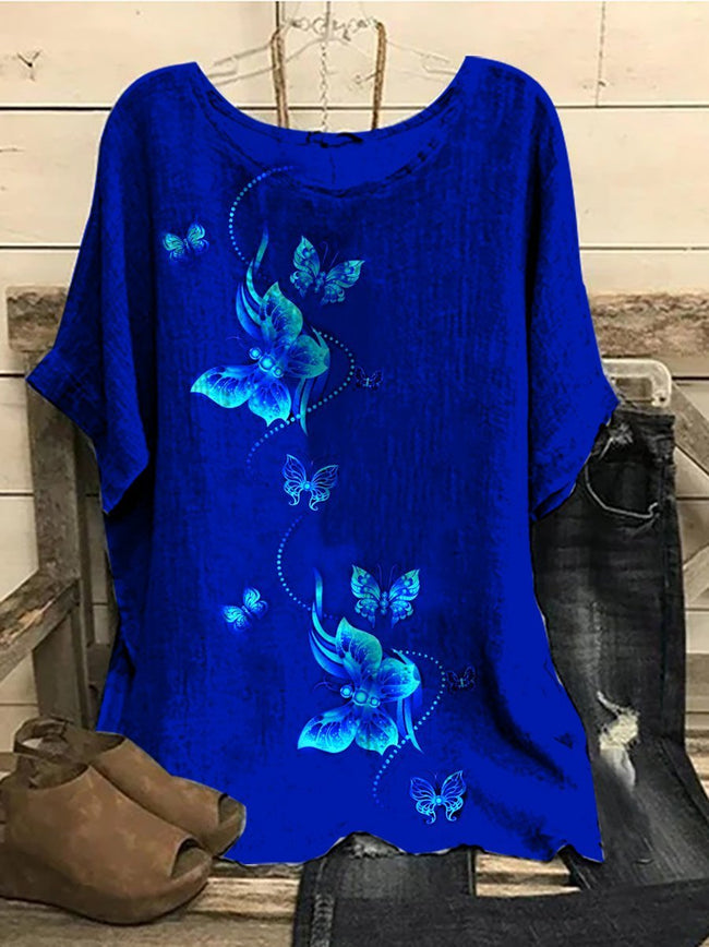 Women's Butterfly Print  Blouses Tops