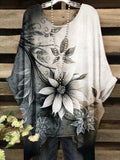 Women's Artistic Flower Design Casual Top