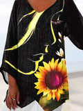 Women's Sunflower Art Printed Casual Top