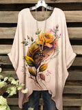 Women's Artistic Flower Design Casual Top