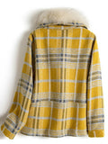Women's Loose Woolen Plaid Collar Fleece Jacket