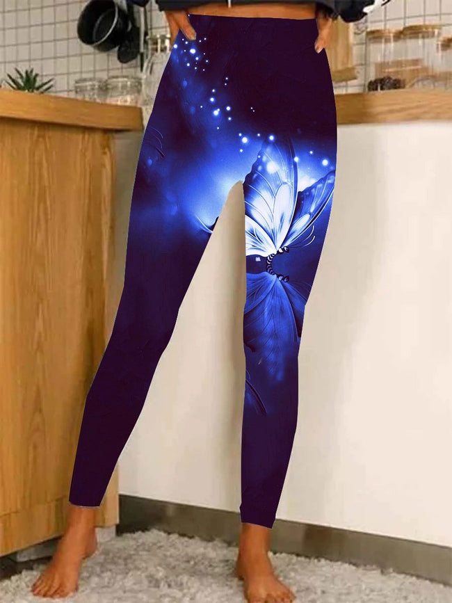 Women's Butterfly  Print Casual Stretch  Leggings