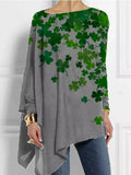 Women's Clover Print Asymmetric Top