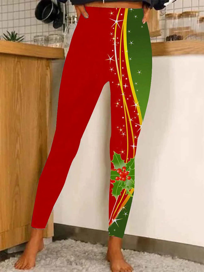 Women's Christmas Print  Casual Stretch Pants Leggings