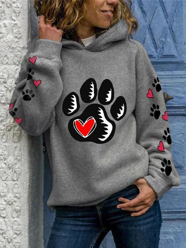 Women's vintage Print Loose Hooded Sweatshirt