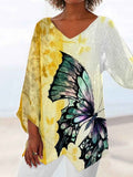 Women's Colorful Butterfly Art Printed Casual Top