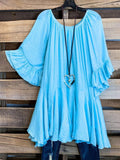 Women's Solid Color Ruffle Edge Casual Dress