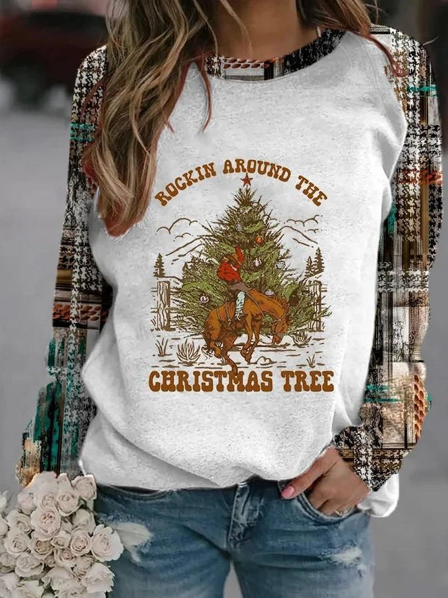 Women's  Western Culture Christmas Print  Sweatshirt