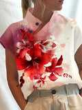 Women's Cotton Floral Plant Artistic Casual Top