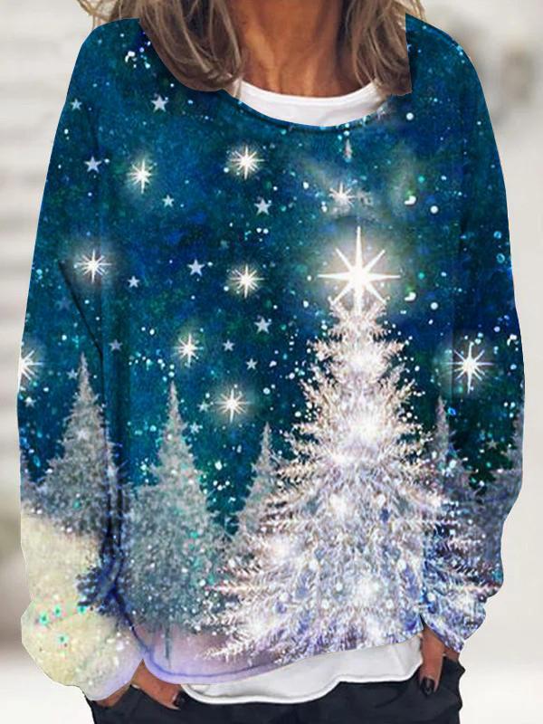 Women's  christmas print Long Sleeve  Sweatshirt  top