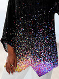 Women's Colorful Sequin Print Casual Vintage Top