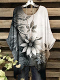 Women's Artistic Flower Design Casual Top