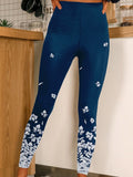 Women's Flower Print Casual Stretch Pants