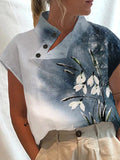 Women's Cotton Floral Plant Artistic Casual Top