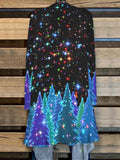 Women's Casual Christmas Tree Neon Art Print Simple Loose Cardigan