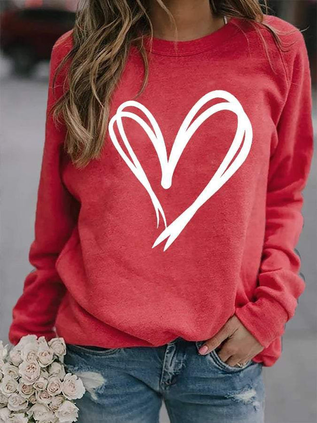 Heart patchwork print long-sleeved sweatshirt