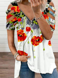 Women's  floral print Short Sleeve Top