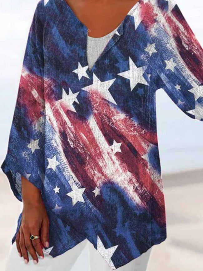 Women's American Flag Art Print Casual Top