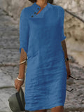 Women's Cotton Linen Solid Color Simple Maxi Dress