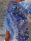 Women's Vintage Colorful Sequin Art Print Casual Top