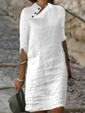 Women's Cotton Linen Solid Color Simple Maxi Dress