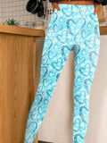 Women's Vintage Heart Sequin Print Casual Stretch Pants