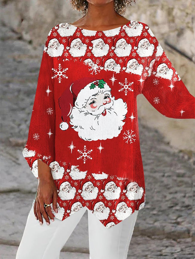 Women's Christmas Print Asymmetric blouse