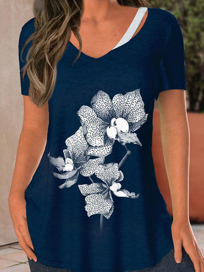 Women's Flower Art Design T-shirt