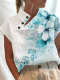 Women's Cotton Floral Plant Artistic Casual Top