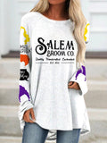 Women's Halloween Hocus Pocus Salem Broom Co Casual Long Sleeve Loosen Shirts & Tops