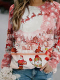 Women's Vintage Christmas Snowman Print Casual Sweatshirt