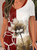 Women's Artistic Flower Design T-shirt