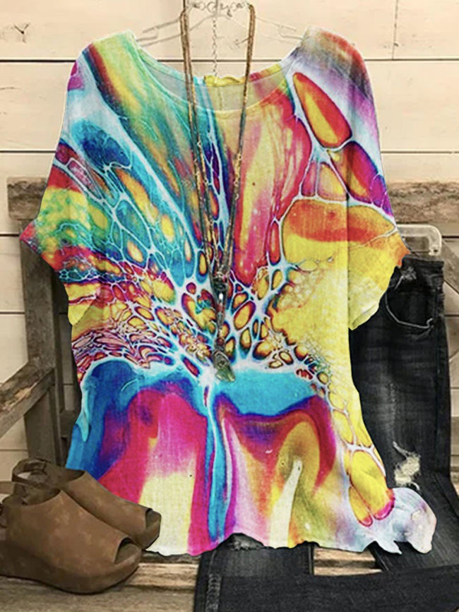 Women's Rainbow Bloom Art Pattern Casual Top
