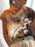 Women's Cotton Floral Plant Artistic Casual Top