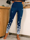 Women's Flower Print Casual Stretch Pants