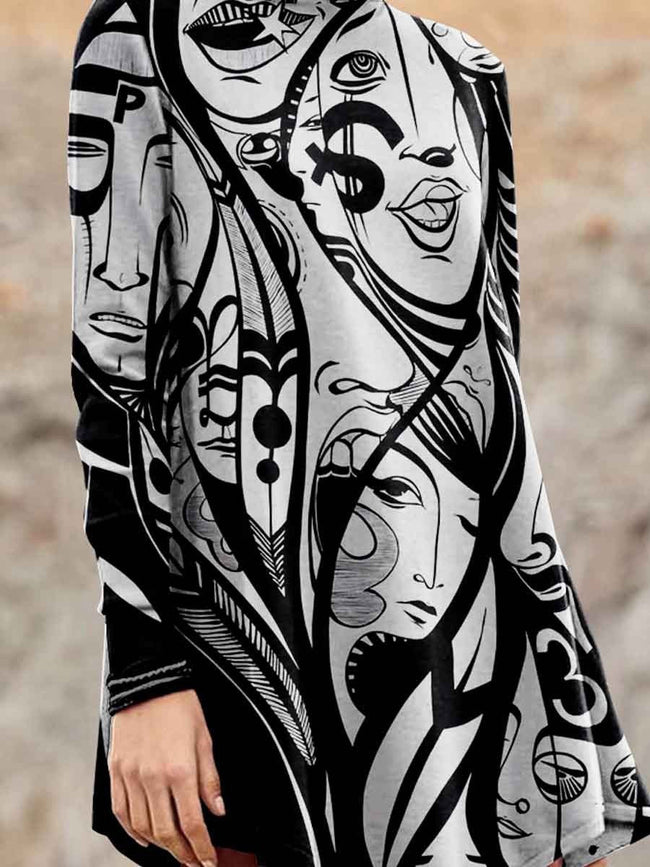Women's Graffiti Art Print Casual Turtleneck Sweatshirt