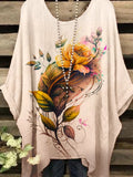 Women's Artistic Flower Design Casual Top