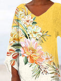 Women's Vintage Floral Print Resort Casual Top
