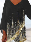 Women's Retro Sequin Print Casual Top